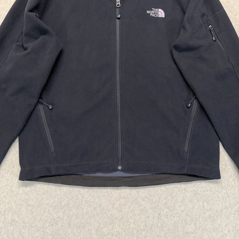 The North Face Mens Large Black Full Zip Fleece Jacket Outdoor Hiking